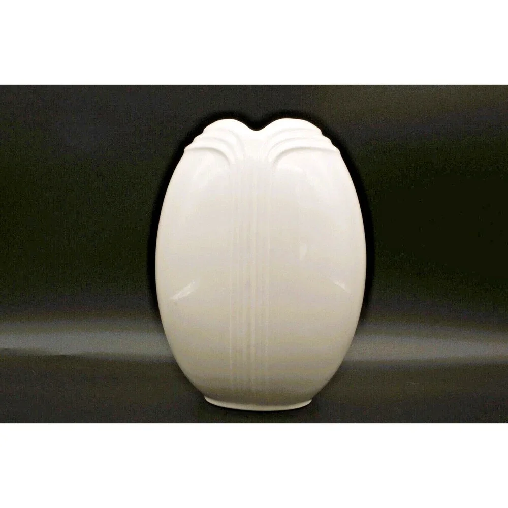 Lily Vase Japan Yamaji Floral 1980s Art Deco Revival 7.25 inch Porcelain Vintage